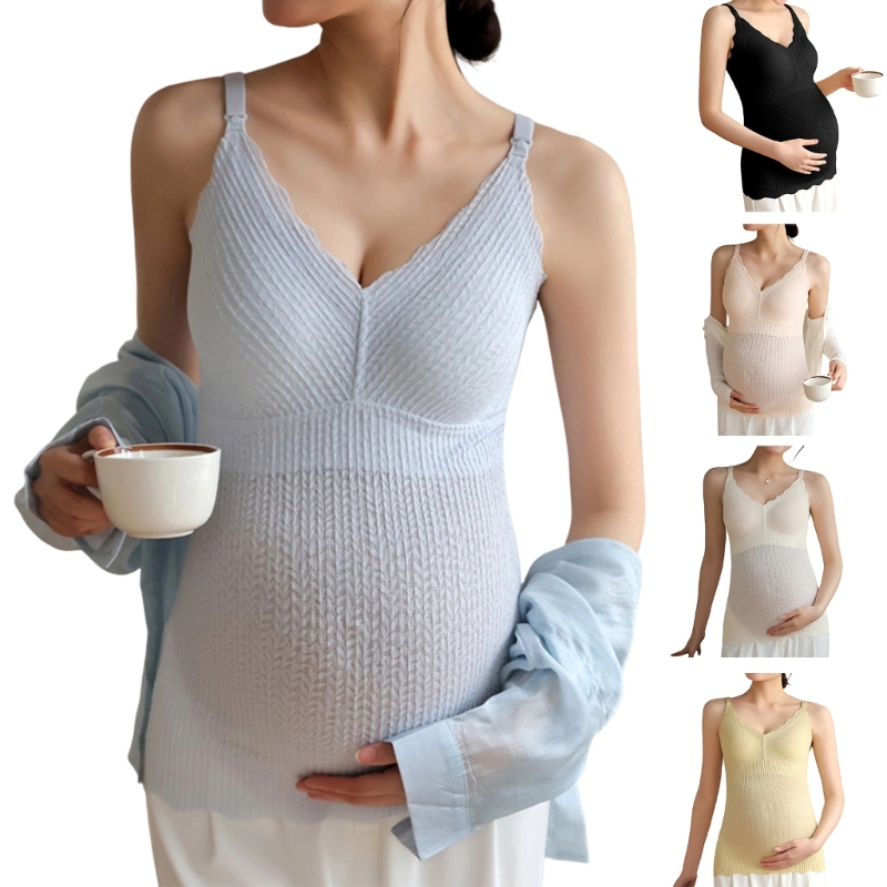 Tank Top Ribbed - เสื้อกล้ามพยาบาล Y4UD ลายริ้ว คอวีทรงยาว เหมาะสำหรับการสวมใส่เป็นชั้นในชีวิตประจำวัน ช่วงพักผ่อน