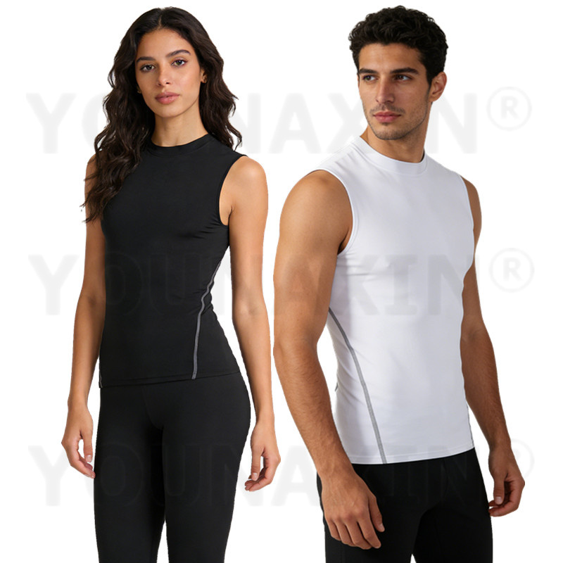 Base Layer Top - YOUNAXIN เสื้อกล้ามรัดรูปแบบไม่มีแขนสำหรับทุกเพศ เหมาะสำหรับวิ่ง ออกกำลังกาย ฟิตเนส ชุดออกกำลังกายคู่รัก