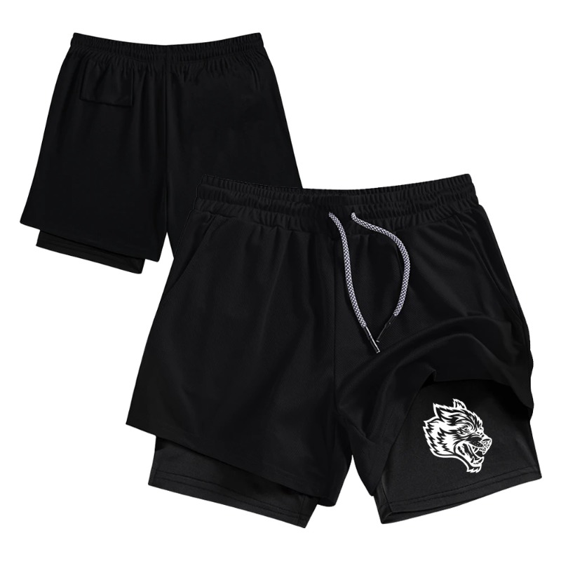 Compression Shorts Athletes - กางเกงขาสั้นผู้ชายสไตล์สตรีทแวร์แบบสองชั้น กางเกงวิ่งลำลอง แห้งเร็ว กางเกงกีฬาแบบรัดรูป 2-in-1 สำหรับฝึกซ้อมและวิ่งจ๊อกกิ้ง