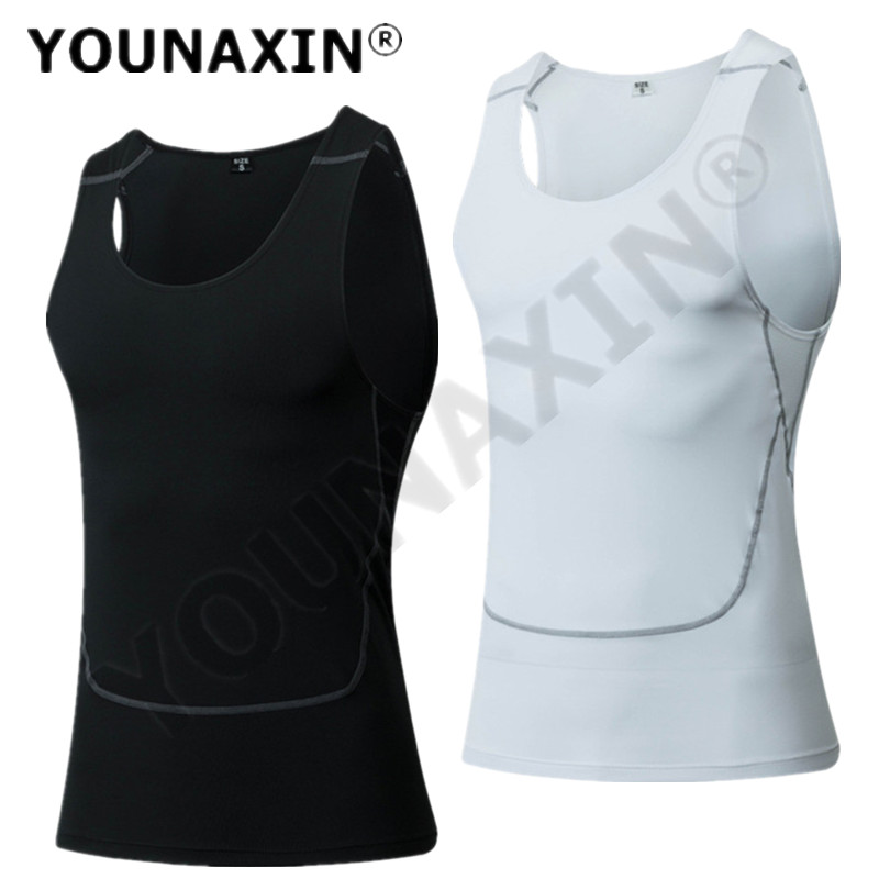 Base Layer Top - เสื้อกีฬาสีดำผู้ชายรัดรูปเสื้อแขนกุดสีขาวแขนกุดเสื้อสเวตเชิ้ตเสื้อกล้ามชุดกีฬา