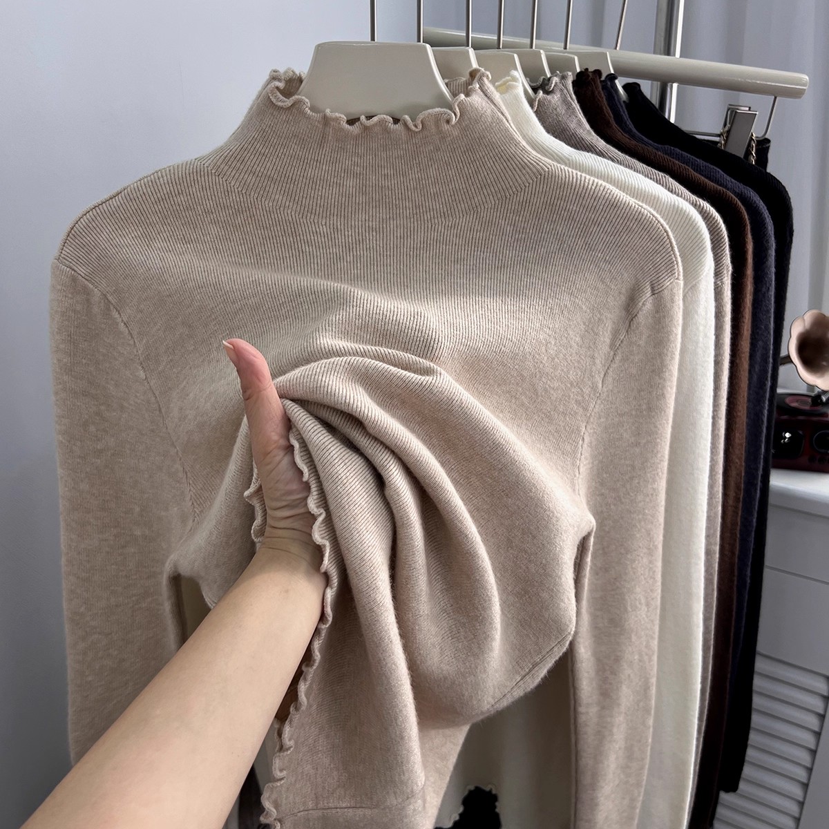 Thermal Long John - เสื้อสเวตเตอร์คอเต่าสีพื้นสไตล์เกาหลี ปี 2026 แบบสวมใส่สบาย ผ้าเนื้อนุ่ม สำหรับฤดูใบไม้ร่วงและฤดูหนาว