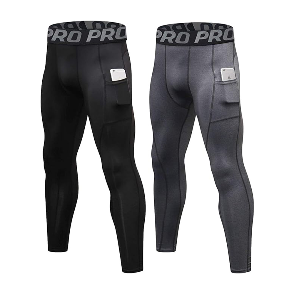 Compression Long Pant - ผู้ชายกางเกงรัดรูปลองจอห์นสําหรับผู้ชายเลกกิ้งพร้อมกระเป๋ายิมออกกําลังกายชั้นฐานวิ่งบาสเกตบอลแข็งแรงถุงน่อง