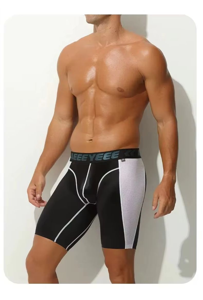 Mesh Sport Boxer - กางเกงชั้นในชาย บ็อกเซอร์ ผ้าไหมน้ำแข็งบางเฉียบ เอวต่ำ สำหรับวัยรุ่น ผ้าตาข่ายโปร่งใส