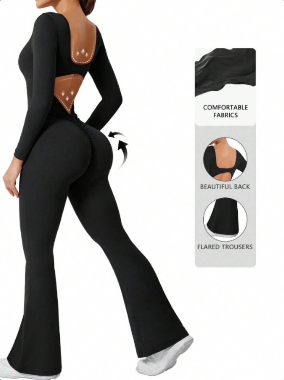 Compression Long Pant - คุณภาพสูงสีทึบแขนยาวการบีบอัดออกกําลังกาย jumpsuit ผู้หญิงกีฬากระดิ่งด้านล่างกางเกงเซ็กซี่ push up yoga