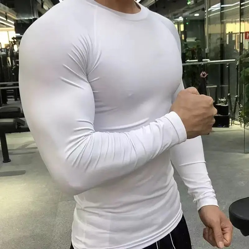 T Shirt Tight Fit - เสื้อยืดกีฬาผู้ชาย แห้งเร็ว สำหรับเพาะกาย วิ่ง ออกกำลังกาย แขนยาว
