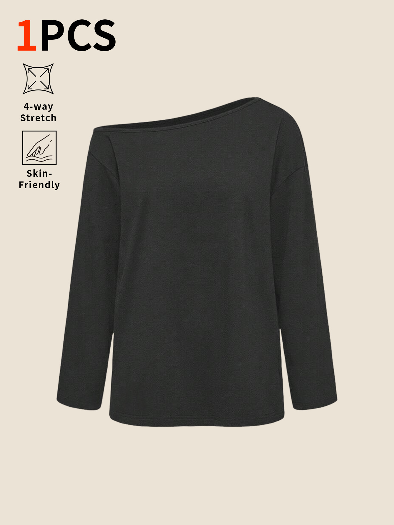 เสื้อแขนยาวทรงหลวมสีพื้น ไหล่ล - Base Layer Top บทวิจารณ์และราคา