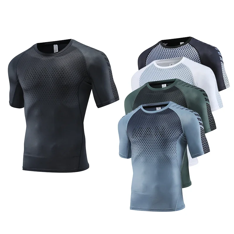Mens กีฬาสำหรับฟิตเนสเสื้อยืดเ - T Shirt Tight Fit บทวิจารณ์และราคา
