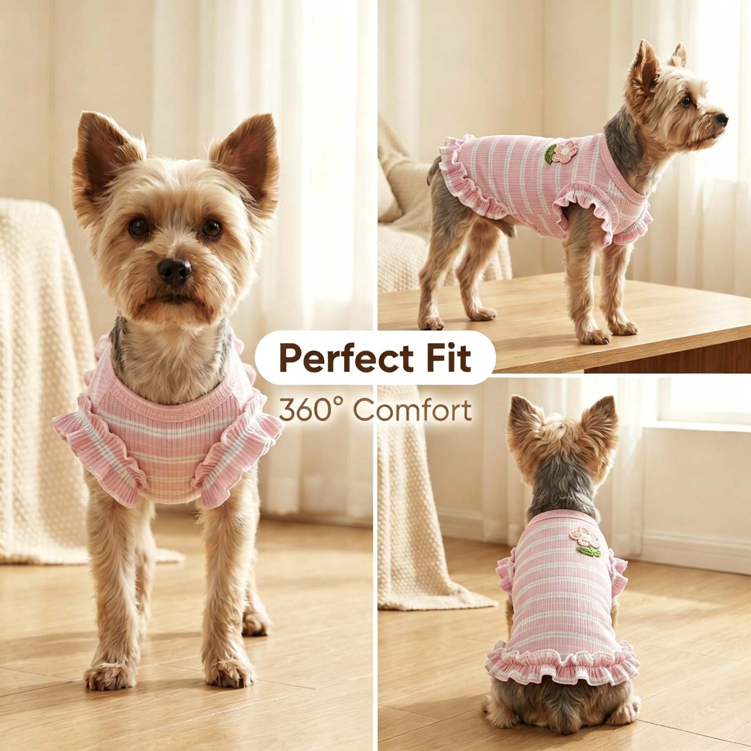 เสื้อกล้ามสุนัขลายทางน่ารัก 1  - Tank Top Ribbed บทวิจารณ์และราคา