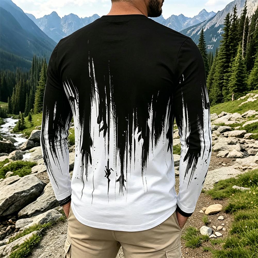 เสื้อยืดแขนยาวผู้ชายลายไล่เฉดส - Base Layer Top บทวิจารณ์และราคา
